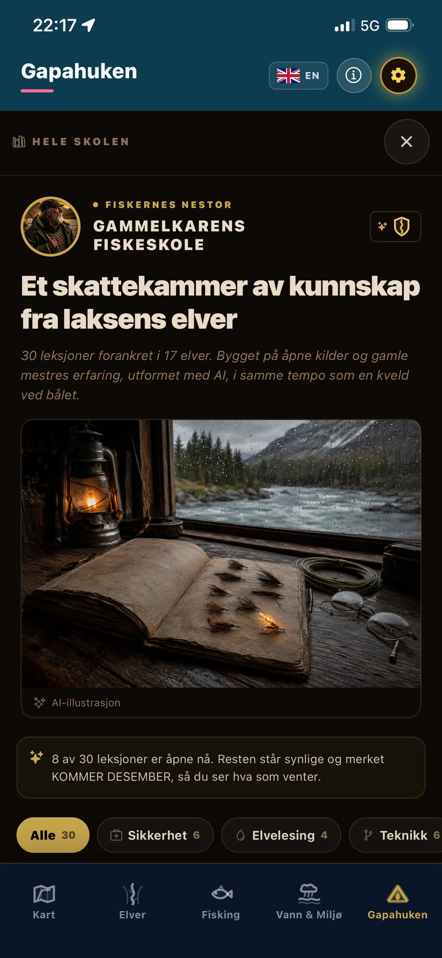 Skjermbilde fra Gapahuken: Fiskeskolen